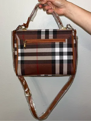 Classic Plaid Top-Handle Satchel in Brown thumbnail 3