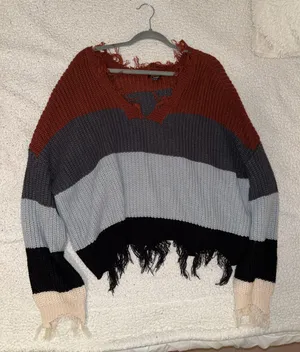 Rue 21 Distressed Fringe Sweater thumbnail 1