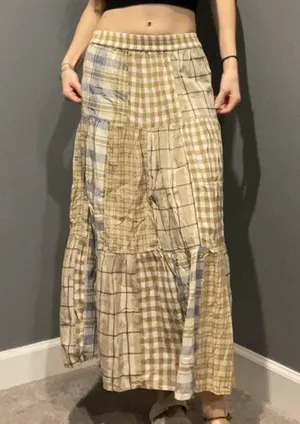 tan plaid maxi skirt Size 4 thumbnail 1