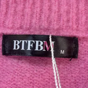 BTFBM Women's M Hot Pink Oversized Knit Sweater Crew Neck Long Sleeve Tunic Fall thumbnail 6