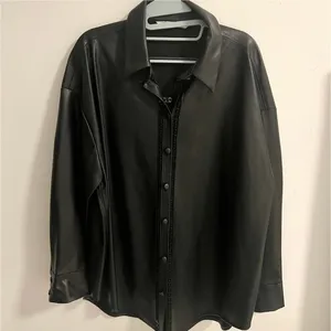 Zara leather embellished shirt jacket thumbnail 2