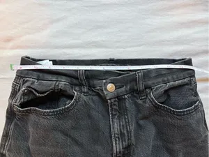 American Eagle Strigid Black High Rise Wide Leg Jeans Size 6 Regular thumbnail 4
