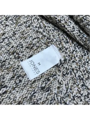 NEW Jones New York Black Cream & Gray Chunky Knit Waterfall Vest Medium NWOT thumbnail 4