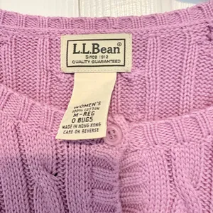LL Bean Womens Purple Cable Knit Cotton Cardigan Sweater Medium OBUG5 thumbnail 8