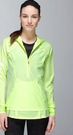 Lululemon Lightened Up Pullover bright yellow size 6 hooded Running Jacket thumbnail 1