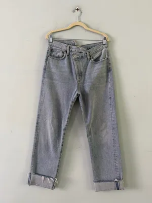 Agolde Criss Cross Straight Leg Dimension Light Wash Organic‎ Cotton Denim Jeans thumbnail 3