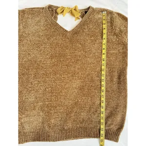 Buffalo Women’s David Bitton Yellow Knit Sweater Long Sleeve Cut Out Back Size L thumbnail 10