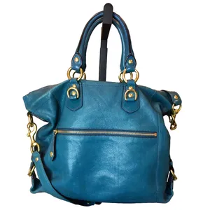 Vintage COACH Madison Turquoise Leather Satchel Rear Zipper Pocket Bag 12935 thumbnail 2