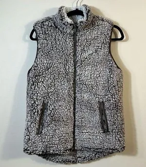 Thread + Supply Brown Off White Sleeveless Sherpa Vest Women Size Small thumbnail 1
