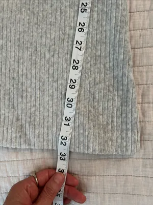 Aerie groove on velour light grey high rise pull on flare lounge pants M thumbnail 10