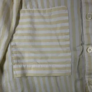 LOFT Shirt Womens Small Yellow White Striped Button Front Long Sleeve Cotton Top thumbnail 5