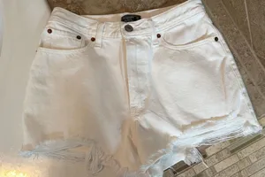 Abercrombie & Fitch White Distressed Denim Cutoff Shorts thumbnail 1