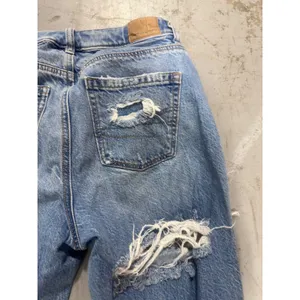 American Eagle Mom Jeans Blue Distressed High Waisted Denim Size 00 Short thumbnail 7