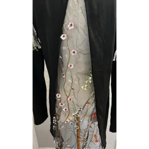 DUO DUO HI/LOW Sheer EMBROIDERED Top LG Tie Front Open Back Coquette Girly Goth thumbnail 5