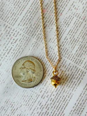Handmade antique gold tone acorn cute fairy vintage style necklace🍂🐿🍃 thumbnail 5