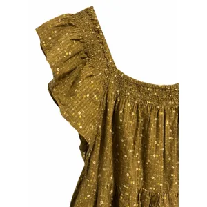 Madewell Ruffle-Sleeve Tiered Midi Dress in Daisy Stitch Weathered Olive Size L thumbnail 7