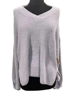 NEW Altar’d State Purple V-Neck Plein Air Sweater thumbnail 1