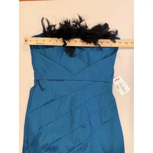 NEW Vintage Teeze Me Mini Dress XS/S* Turquoise Strapless Feathers Party Hoco thumbnail 4