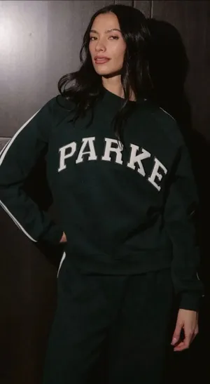PARKER Green Pullover Sweatshirt with White Lettering Size L thumbnail 1
