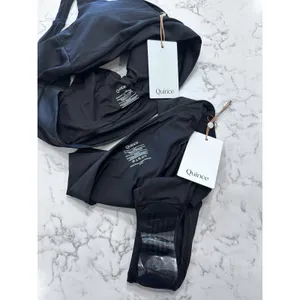 NWT Quince Black Italian Tank Bikini Top & High Rise High Leg Bottom Set Large thumbnail 3