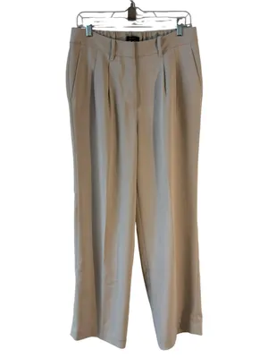 Quince Stretch Crepe Pleated Wide Leg Pants Cream (Sand) Size 10 Trousers thumbnail 10