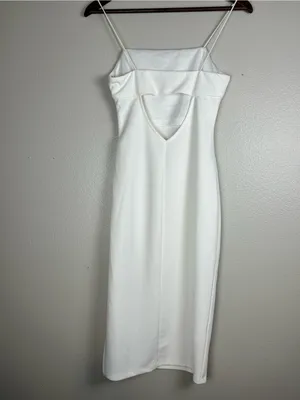 Princess Polly White Bungee Strap Midi Dress with Side Slit Size 4 Bridal thumbnail 5