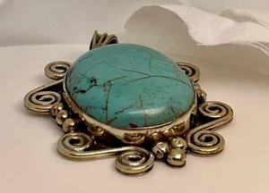 Boutique Howlite pendant from India. Gorgeous stone to slip on your favorite necklace! thumbnail 9