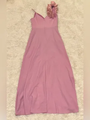 Dress The Population Camelia Ruffle-Shoulder V Neck Crepe Maxi Dress sz L thumbnail 7