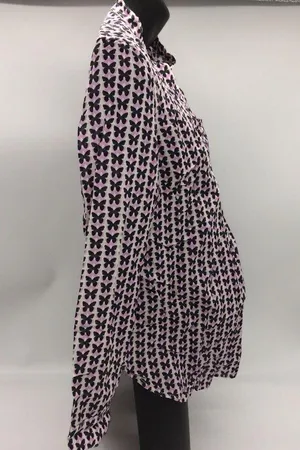 Gap Maternity White Long Sleeve Tunic w/Black and Lavender Butterflies Size S thumbnail 3
