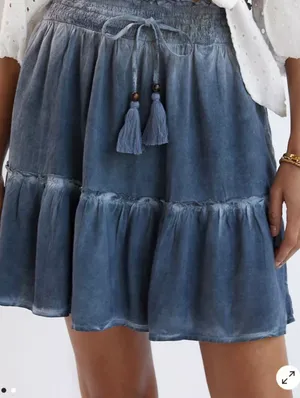 Anthropologie Pilcro Tie Dye preppy summer linen blend Mini Skirt XSmall thumbnail 2