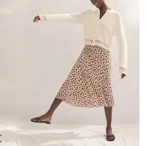 Theory Asymmetric Leopard Tan and Black Silk Midi Skirt Size 10 thumbnail 11