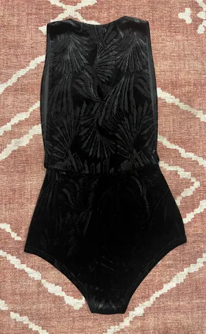 Oh My Love London Womens Sexy Plunge Velour Bodysuit Size Medium thumbnail 4