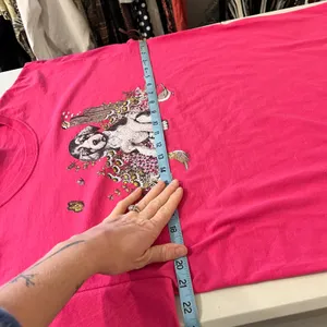 Jerzees Vintage 90s Pink Dog Garden Graphic Cotton Short Sleeve Tee Size Large thumbnail 8