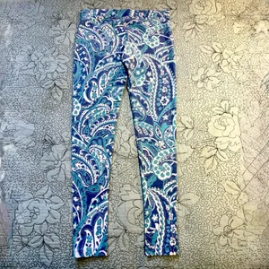 COOLIBAR Monterey Morada Aqua Blue Paisley UPF 50 Leggings Sun Protection~S💛 thumbnail 4