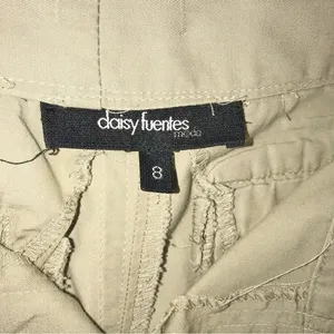 VTG Y2K Daisy Fuentes Khaki Mid Rise Wide Leg Parachute Utility Cargo Pants 8 thumbnail 7