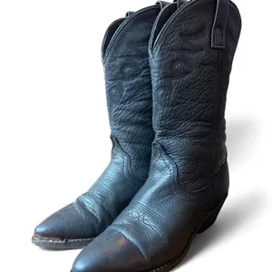 Masterson Boot Co Western Cowboy Boots Women 7.5 Black Leather Metal Toe Tips thumbnail 1