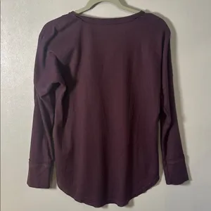 Andree by Unit Purple Embroidered Floral Waffle Knit V Neck Top Boho S thumbnail 6