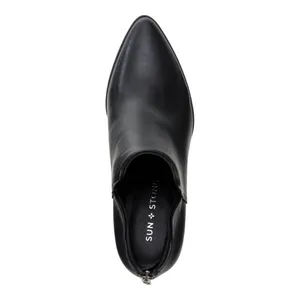 NEW Sun + Stone Womens Black V-Notched Sides Elizaa Pointed Toe Booties Black 8M thumbnail 3