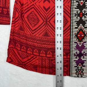 Soft Surroundings Red Geometric Tribal Print V-Neck Tunic Top 2BU47 Womens Large thumbnail 4