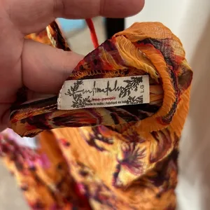NWOT Intimately Free People Orange Floral Sheer Chemise Slip Dress Boho Sz Large thumbnail 7