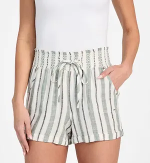 Time and Tru High Waist Striped Black and White Shorts thumbnail 1