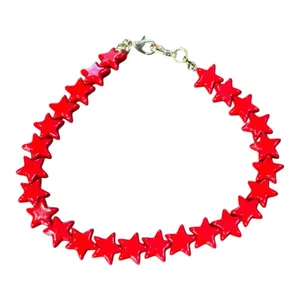 Patriotic‎ Star Beaded Bracelet Women OS Red Y2K Celestial Glossy Bold thumbnail 1