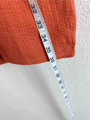 NWT‎ Never a Wallflower High Neck Dress Orange Seersucker Ruffle Puff Sleeve thumbnail 9