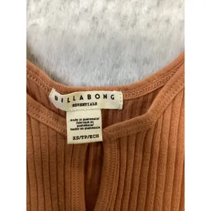 Billabong Essentials Ribbed Keyhole Tank Top Orange Lettuce Hem XS thumbnail 3