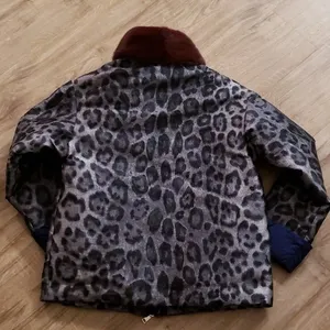Moncler Blue Silver Leopard Fur Trim Feminine Luxury Down Puffer Size 1~Small thumbnail 6