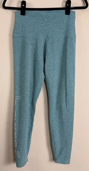 Beyond Yoga x Barre3 Heathered Teal High Waisted Leggings Womens Large USA Made thumbnail 1