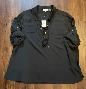 Calvin Klein Lace Up Blouse size 2X thumbnail 1