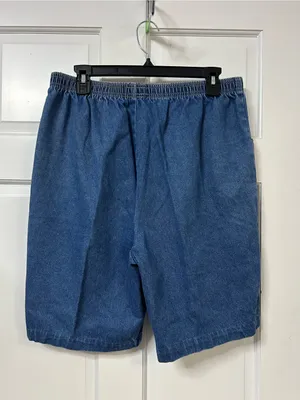Vintage Jorts Size 14 Women's Blue Denim Elastic-Waist Bermuda Shorts thumbnail 2