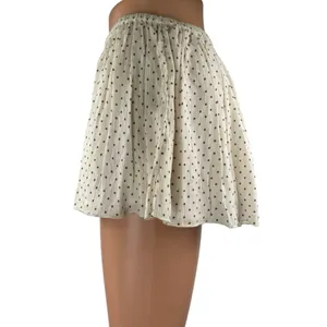 Free People White Brown Polka Dots High Rise Pleated A Line Mini Shorts Size S thumbnail 2