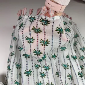 Roller Rabbit‎ Palm Tree Print Tassel Tunic Small Cover Up Sheer Beachy Resort thumbnail 3